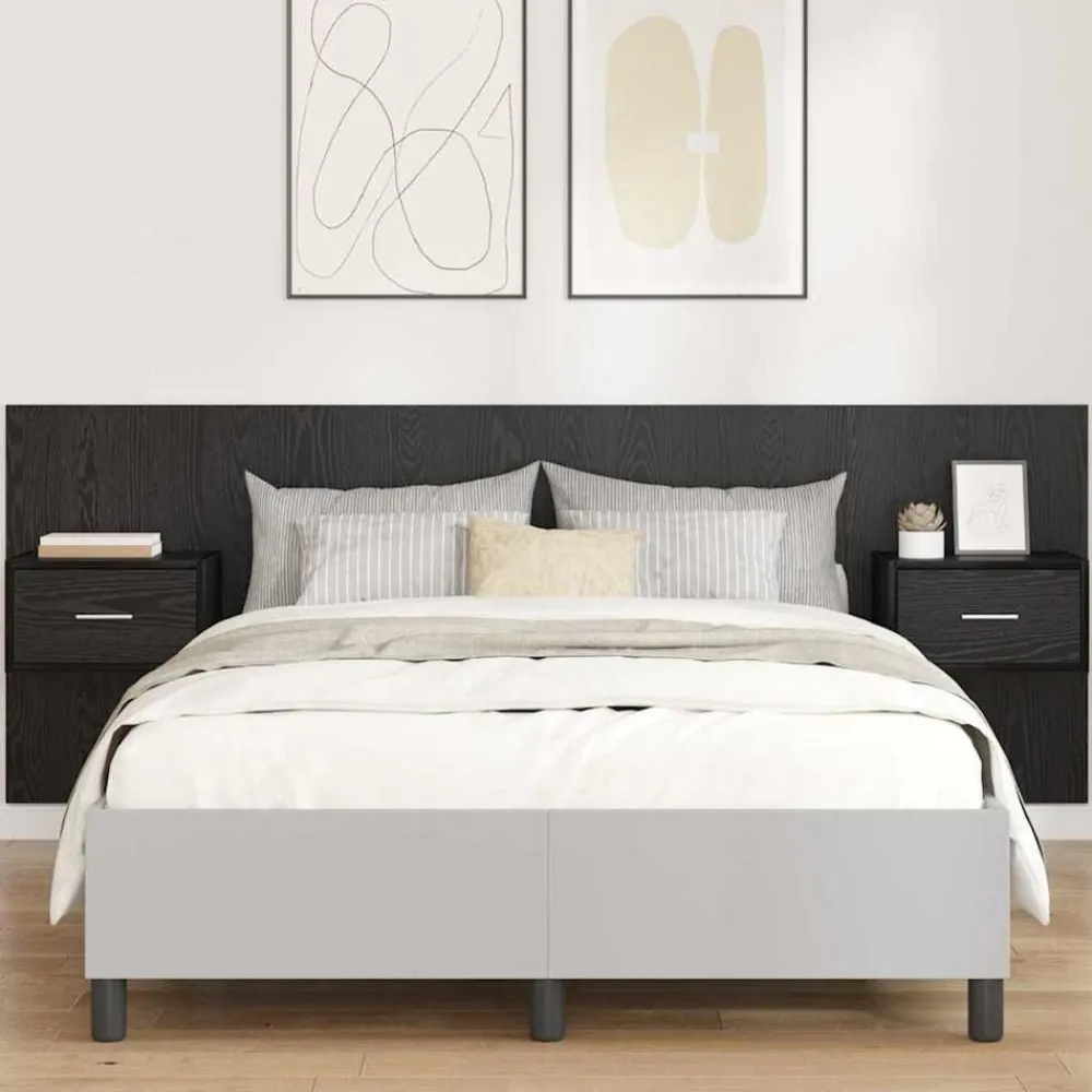 vidaXL Camas Y Accesorios-Cabecero con Mueble 3 pcs Madera de ingeniería