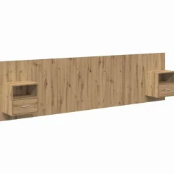 vidaXL Camas Y Accesorios-Cabecero con Mueble 3 pcs Roble artesanal Madera de ingeniería