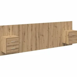 vidaXL Cabecero con Mueble 3 pcs Roble artesanal Madera de ingeniería Roble artisan Outlet