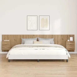 vidaXL Camas Y Accesorios-Cabecero con Mueble 3 pcs Roble artesanal Madera de ingeniería