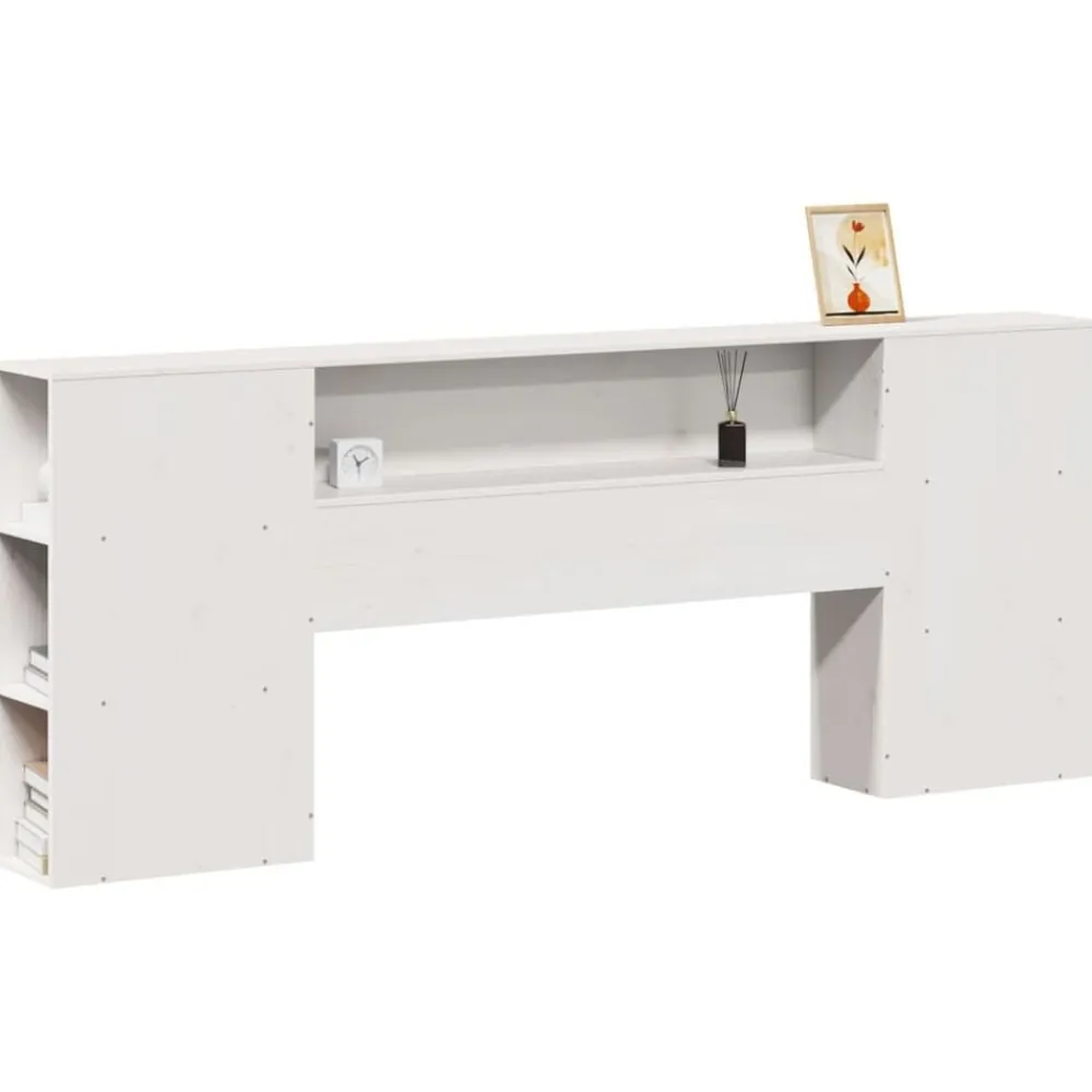 vidaXL Cabecero de cama almacenaje madera maciza pino 200 cm Blanco Online