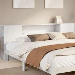 vidaXL Cabecero de cama almacenaje madera maciza pino 200 cm Blanco Online