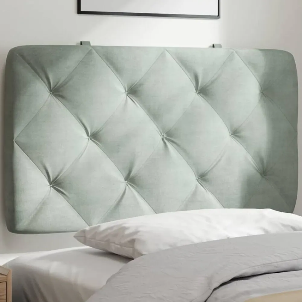 vidaXL Cabecero de cama acolchado terciopelo 80 cm Gris claro Online