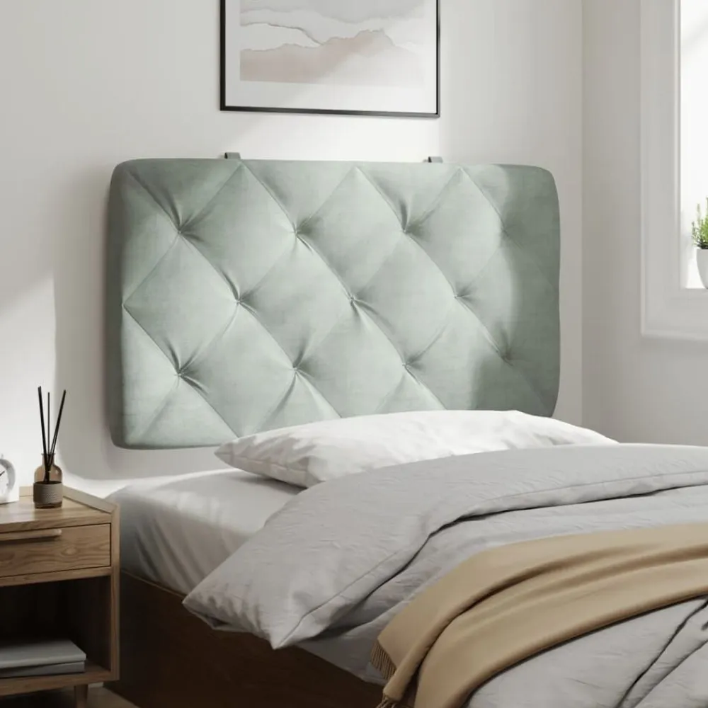 vidaXL Cabecero de cama acolchado terciopelo 80 cm Gris claro Online