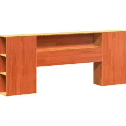 vidaXL Cabecero de cama almacenaje madera maciza pino marrón 200 cm Marrón cera Online