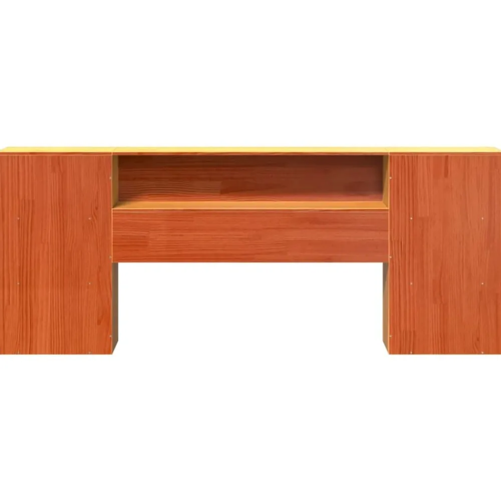 vidaXL Cabecero de cama almacenaje madera maciza pino marrón 200 cm Marrón cera Online
