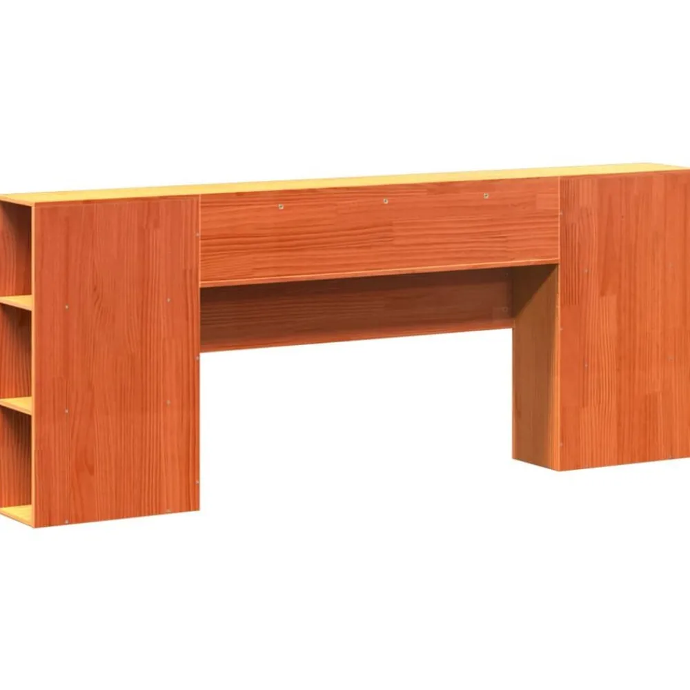 vidaXL Cabecero de cama almacenaje madera maciza pino marrón 200 cm Marrón cera Online