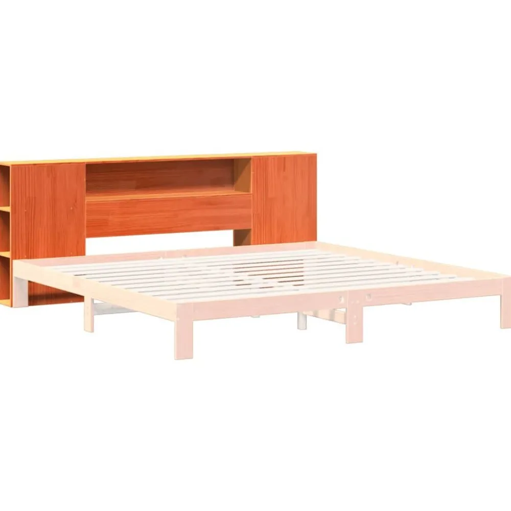 vidaXL Cabecero de cama almacenaje madera maciza pino marrón 200 cm Marrón cera Online