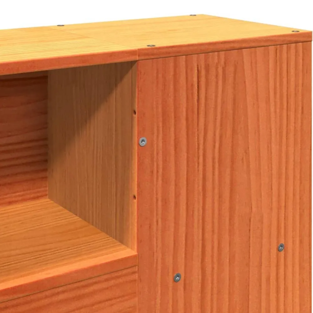vidaXL Cabecero de cama almacenaje madera maciza pino marrón 200 cm Marrón cera Online