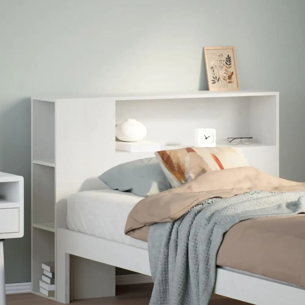 vidaXL Cabecero de cama almacenaje madera maciza pino 75 cm Blanco Outlet