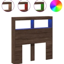 vidaXL Camas Y Accesorios-Cabecero de cama con luz LED marrón roble 100x17x102 cm