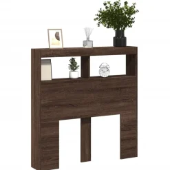 vidaXL Camas Y Accesorios-Cabecero de cama con luz LED marrón roble 100x17x102 cm