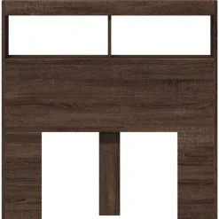 vidaXL Camas Y Accesorios-Cabecero de cama con luz LED marrón roble 100x17x102 cm