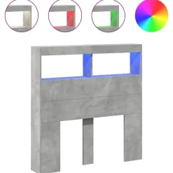 vidaXL Cabecero de cama con luz LED gris hormigón 100x17x102 cm Gris hormigón Discount