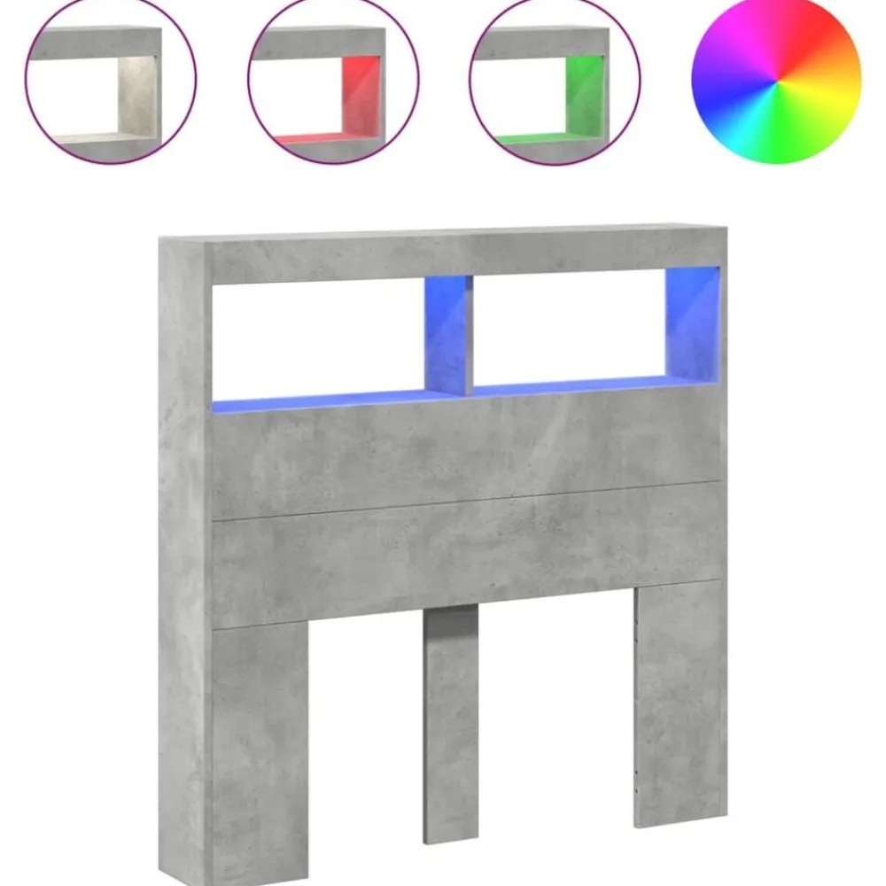 vidaXL Cabecero de cama con luz LED gris hormigón 100x17x102 cm Gris hormigón Discount