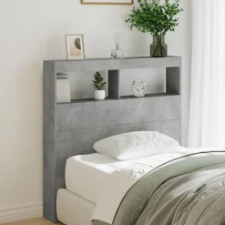 vidaXL Cabecero de cama con luz LED gris hormigón 100x17x102 cm Gris hormig&oacute;n Discount