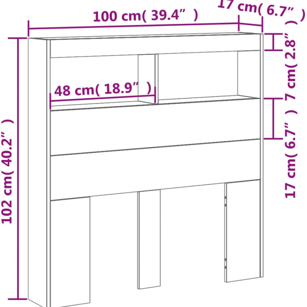 vidaXL Cabecero de cama con luz LED gris hormigón 100x17x102 cm Gris hormigón Discount