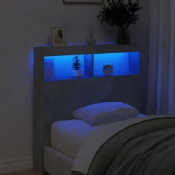 vidaXL Cabecero de cama con luz LED gris hormigón 100x17x102 cm Gris hormigón Discount