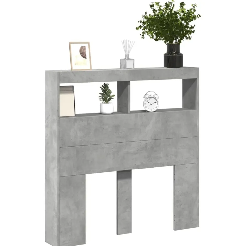 vidaXL Cabecero de cama con luz LED gris hormigón 100x17x102 cm Gris hormigón Discount