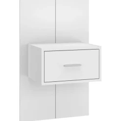 vidaXL Cabecero de cama con mesitas madera contrachapada Blanco Discount