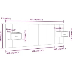 vidaXL Cabecero de cama con mesitas madera contrachapada Blanco Discount