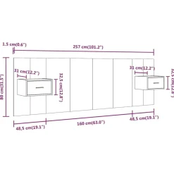 vidaXL Cabecero de cama con mesitas madera contrachapada Roble Sonoma Outlet