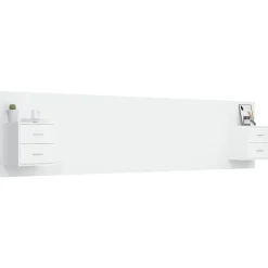 vidaXL Cabecero de cama con mesitas madera contrachapada Blanco Clearance