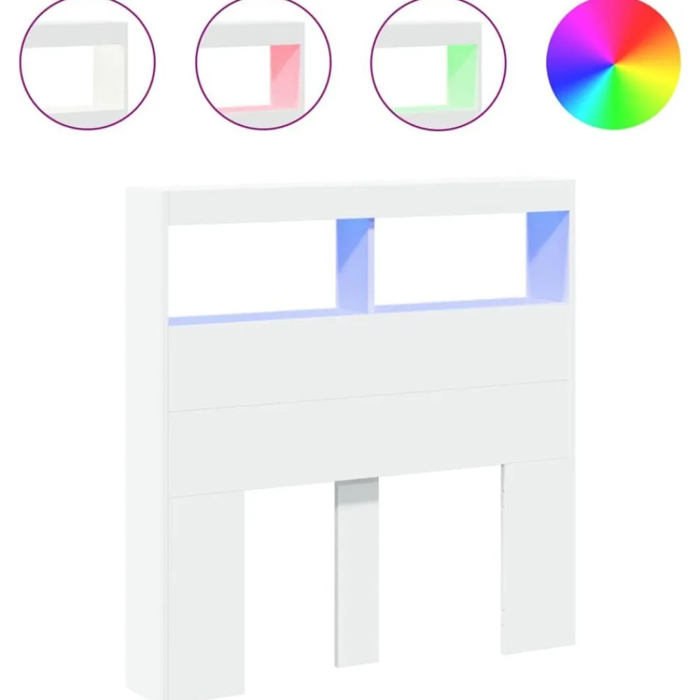 vidaXL Cabecero de cama con LED 100x17x102 cm Blanco Sale