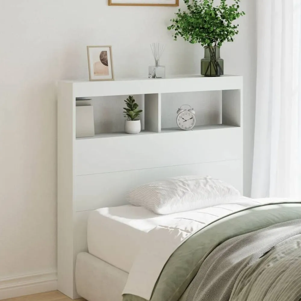 vidaXL Cabecero de cama con LED 100x17x102 cm Blanco Sale