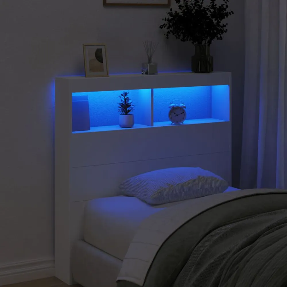vidaXL Cabecero de cama con LED 100x17x102 cm Blanco Sale