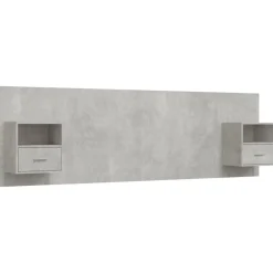 vidaXL Camas Y Accesorios-Cabecero de cama con mesitas madera contrachapada gris hormigón
