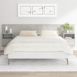vidaXL Camas Y Accesorios-Cabecero de cama con mesitas madera contrachapada gris hormigón