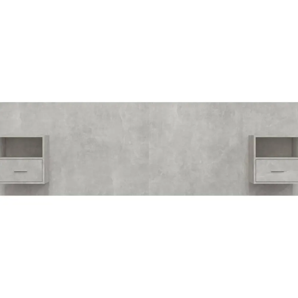 vidaXL Camas Y Accesorios-Cabecero de cama con mesitas madera contrachapada gris hormigón