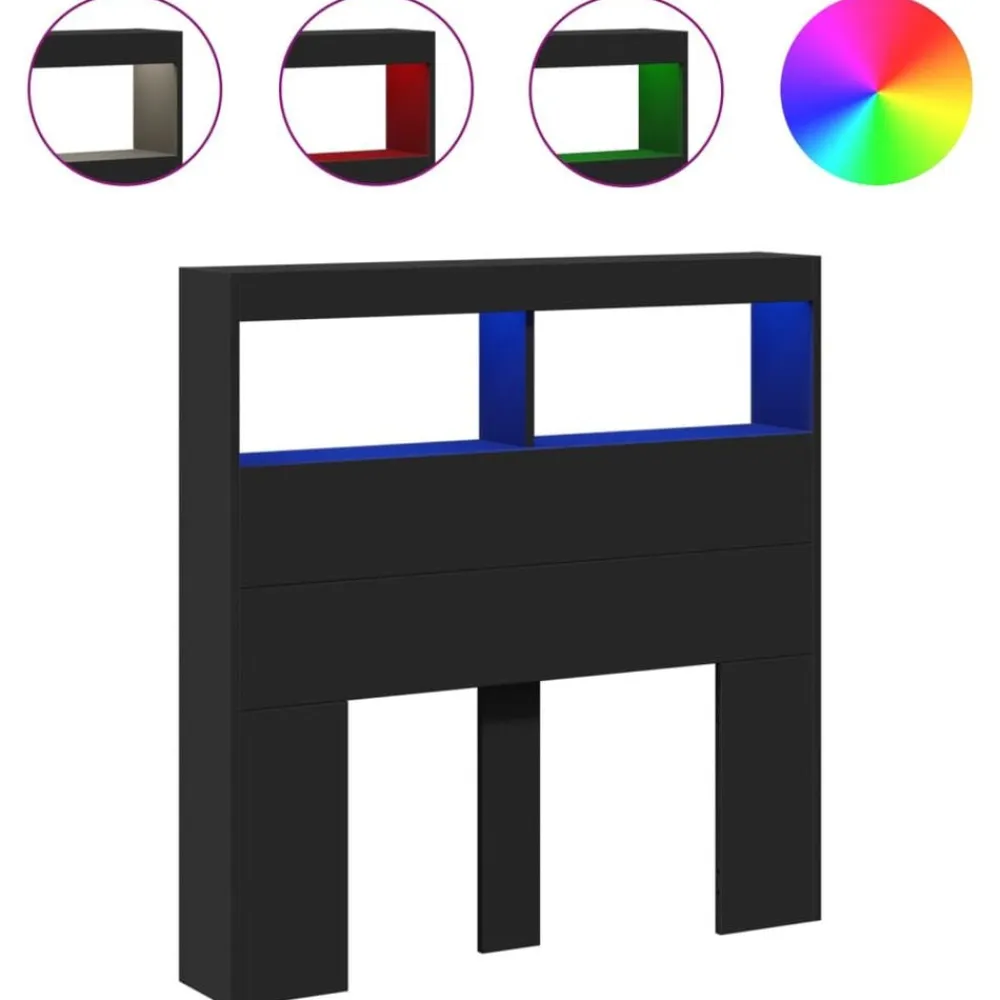 vidaXL Cabecero de cama con LED 100x17x102 cm Negro New