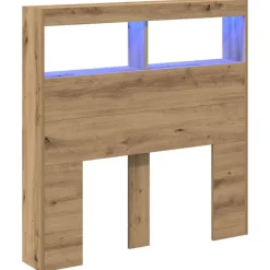 vidaXL Camas Y Accesorios-Cabecero de cama con LED roble artesanal 100x17x102 cm
