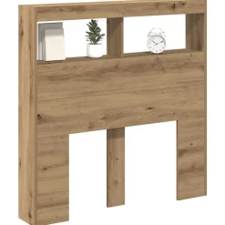 vidaXL Camas Y Accesorios-Cabecero de cama con LED roble artesanal 100x17x102 cm
