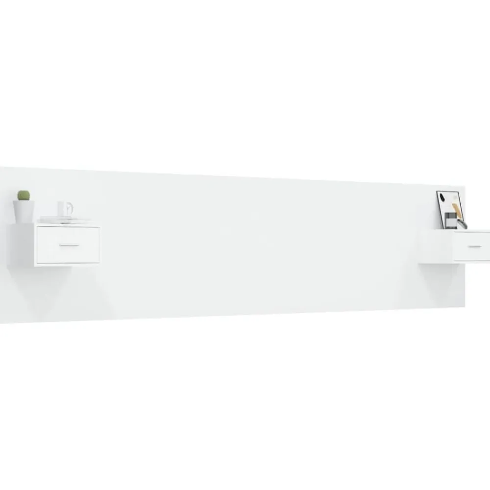 vidaXL Cabecero de cama con mesitas madera contrachapada Blanco Hot