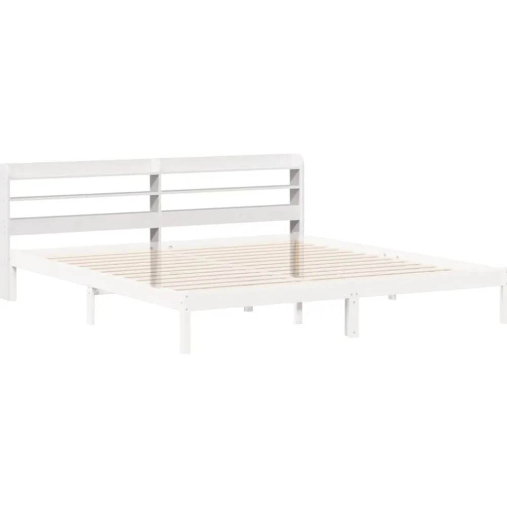 vidaXL Cabecero de cama con estantes madera maciza pino 200 cm Blanco Clearance