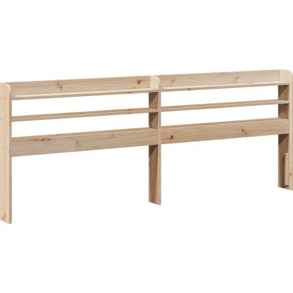 vidaXL Camas Y Accesorios-Cabecero de cama con estantes madera maciza de pino 200 cm