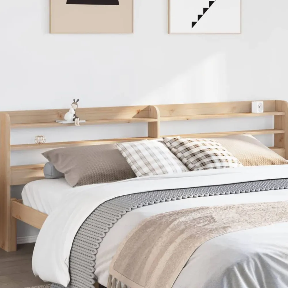 vidaXL Camas Y Accesorios-Cabecero de cama con estantes madera maciza de pino 200 cm