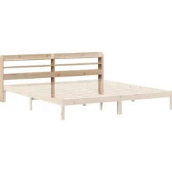vidaXL Camas Y Accesorios-Cabecero de cama con estantes madera maciza de pino 200 cm