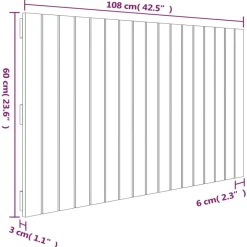 vidaXL Cabecero de cama de pared madera maciza de pino 108x3x60 cm Natural Outlet