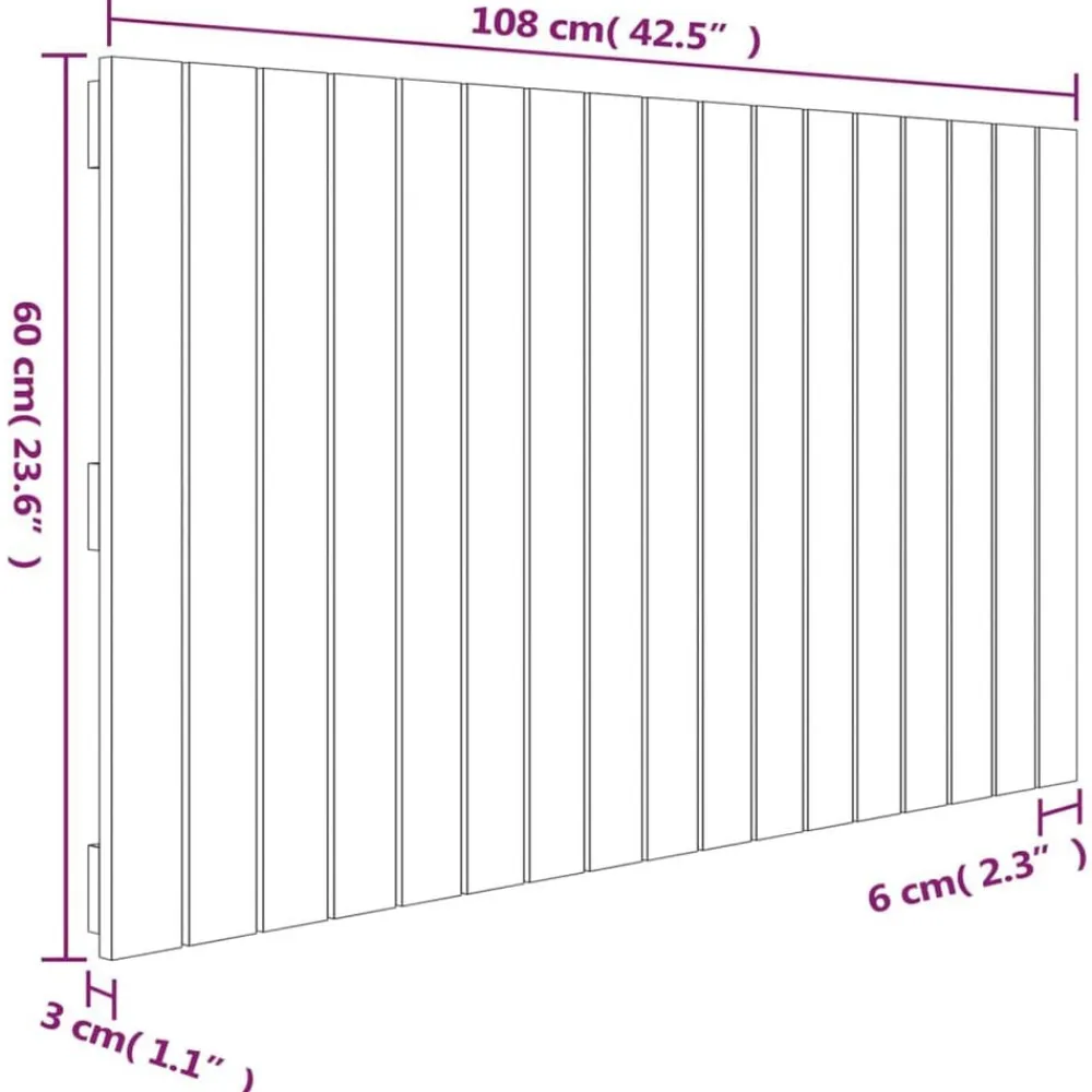 vidaXL Camas Y Accesorios-Cabecero de cama de pared madera maciza pino 108x3x60 cm