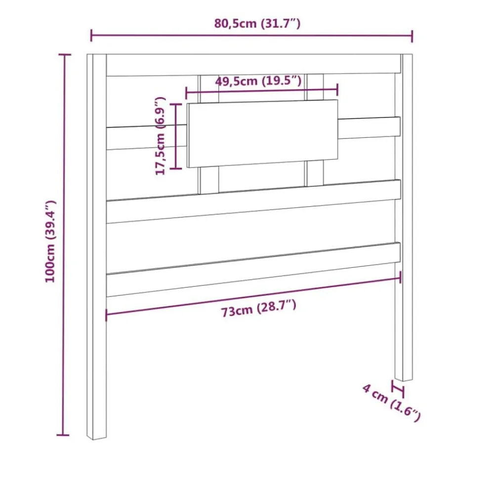 vidaXL Cabecero de cama madera maciza pino marrón miel 80,5x4x100 cm Marrón miel Hot