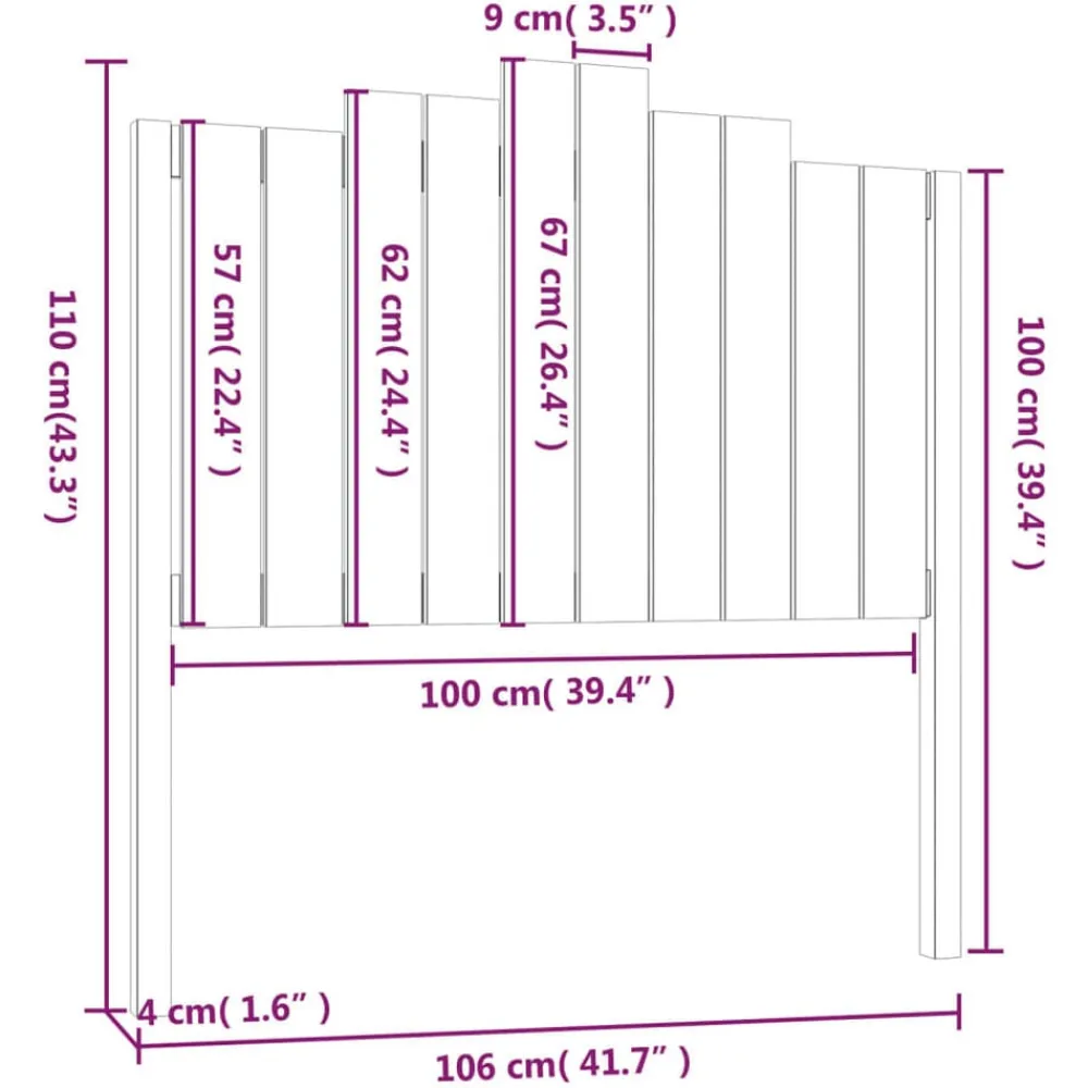 vidaXL Camas Y Accesorios-Cabecero de cama madera maciza de pino 106x4x110 cm