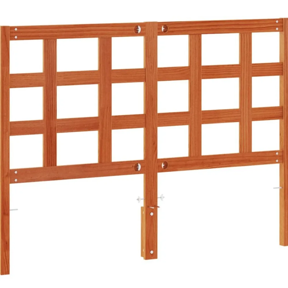 vidaXL Camas Y Accesorios-Cabecero de cama madera maciza de pino marrón cera 135 cm