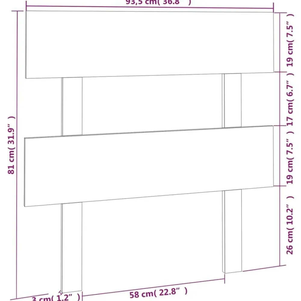 vidaXL Cabecero de cama madera maciza de pino 93,5x3x81 cm Gris