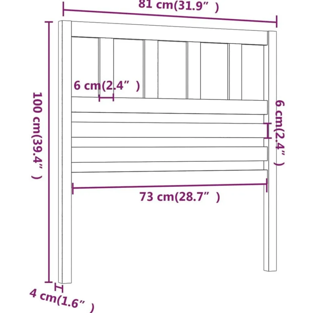 vidaXL Cabecero de cama madera maciza de pino marrón miel 81x4x100 cm Marrón miel Clearance