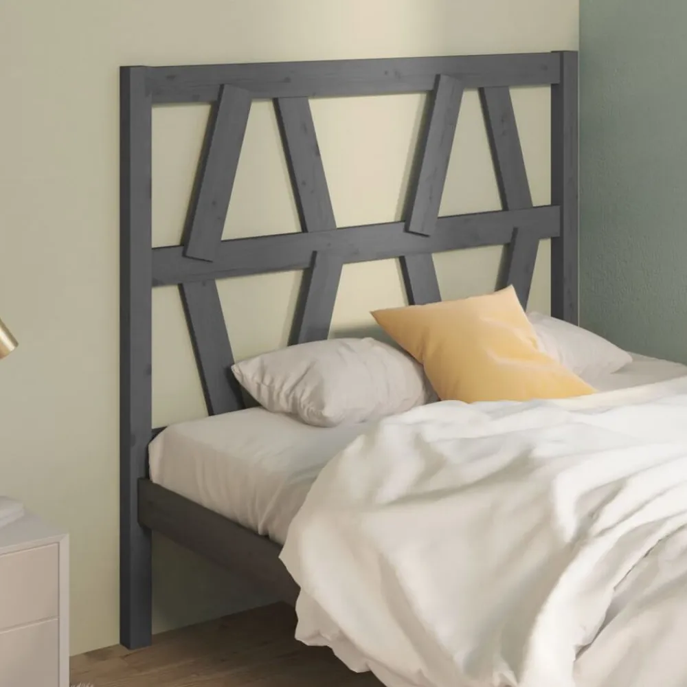 vidaXL Cabecero de cama madera maciza de pino 81x4x100 cm Gris New
