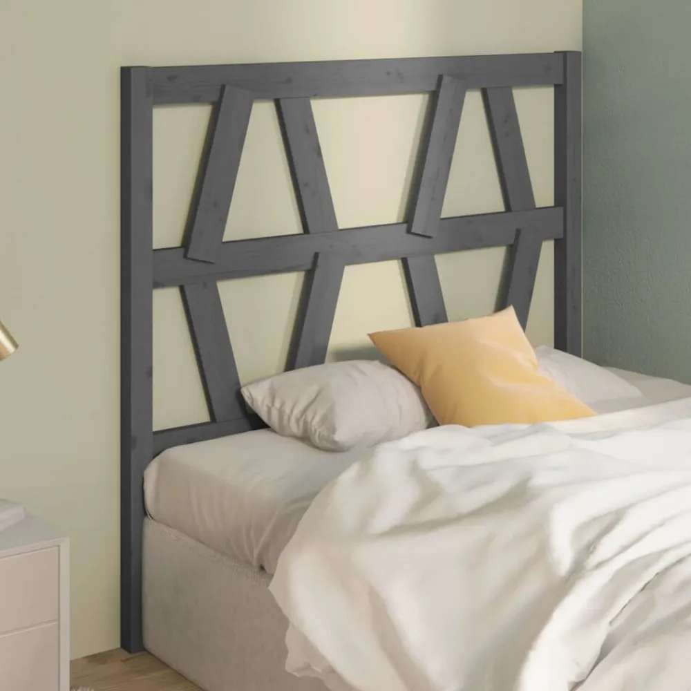 vidaXL Cabecero de cama madera maciza de pino 81x4x100 cm Gris New